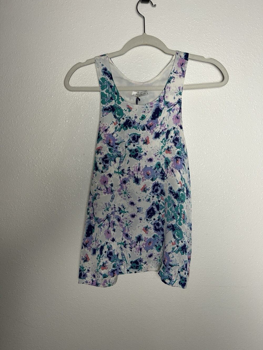 NWT PIAMITA silk shift Watercolor Splatter Sleeveless Blouse size Medium